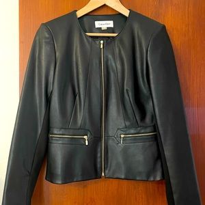 Calvin Klein Pleather black power jacket!